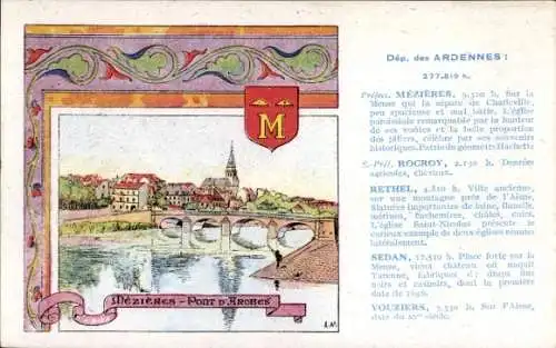 Ak Mézières Ardennes, Stadtwappen, Pont d'Arches