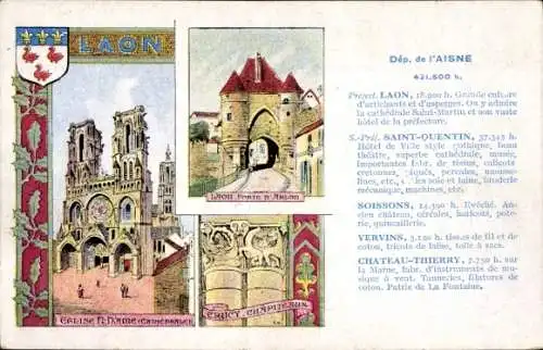 Ak Laon Aisne, Saint Quentin, Soissons, Vervins, Chateau Thierry, Eglise Notre Dame