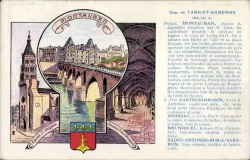 Litho Montauban Tarn et Garonne, St. Jacques Kirche, Galerien, Stadtwappen