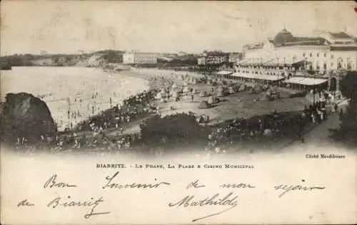 Ak Biarritz Pyrénées Atlantiques, Leuchtturm, Strand und städtisches Casino