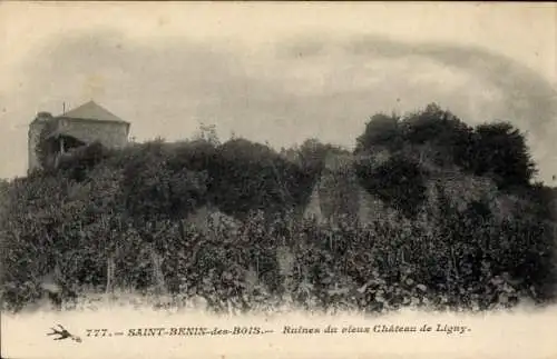 Ak Saint Bénin des Bois Nièvre, Ruinen des alten Château de Ligny