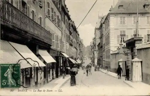 Ak Brest Finistère, Rue de Siam