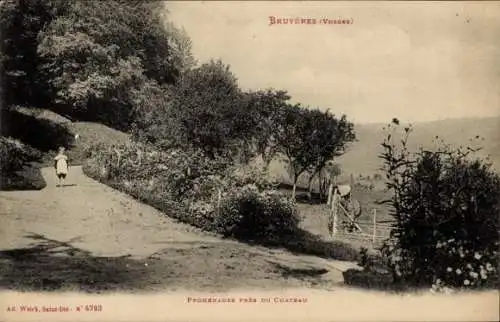 Ak Bruyères Vosges, Promenaden vor dem Schloss