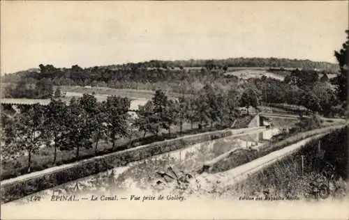 Ak Épinal Lothringen Vosges, Le Canal, Vue prise de Golbey