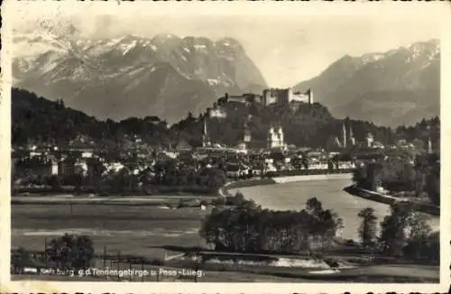 Ak Salzburg in Österreich, Gesamtansicht, Tennengebirge, Pass-Lueg