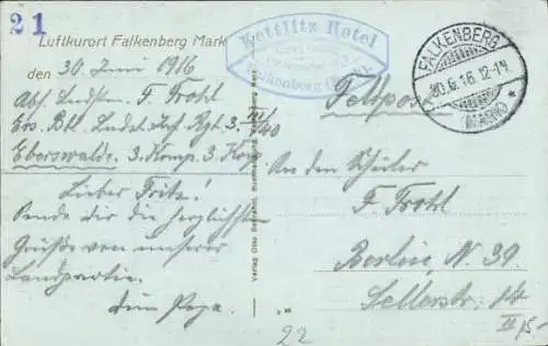 Ak Falkenberg i.d. Mark, Gärtnerei Harms, Paschenberg, Cöthener Str., Eberswalder Str., Villa Flachs