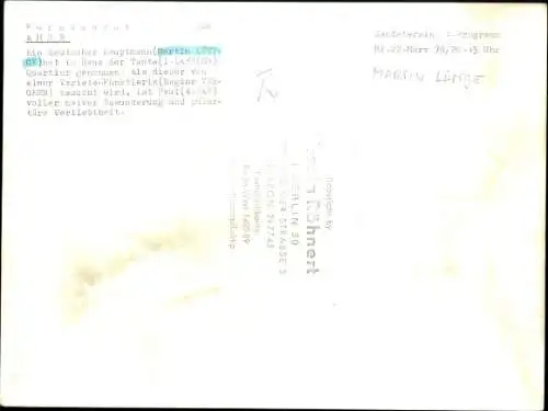 Ak Schauspieler Martin Lüttge, Autogramm, Uniform