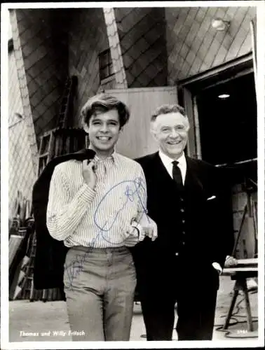 Ak Schauspieler Thomas Fritsch und Willy Fritsch, Portrait, Autogramm