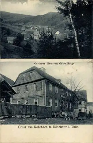 Ak Rohrbach bei Döschnitz Thüringen, Gesamtansicht, Gasthaus Oskar Sorge