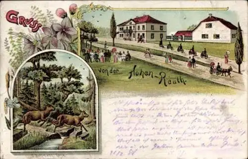 Litho Bocka in Thüringen, Gasthaus Hohe Reuth, Hirsche