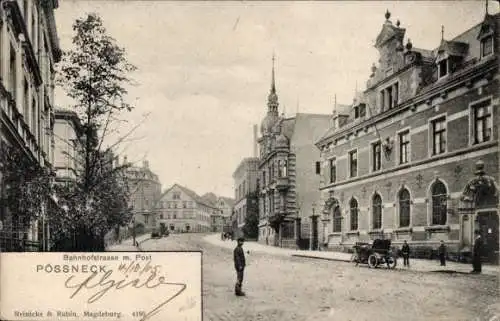 Ak Pößneck in Thüringen, Bahnhofstraße, Post