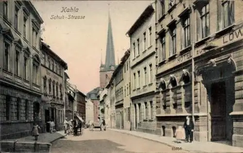 Ak Kahla Thüringen, Schuhstraße, Hotel zum Löwen