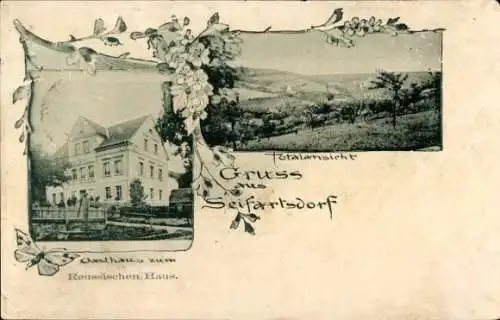 Passepartout Ak Seifartsdorf Silbitz in Thüringen, Panorama, Gasthaus zum Reussischen Haus