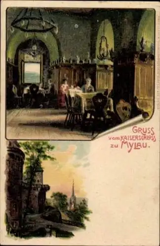 Litho Mylau Reichenbach im Vogtland, Kaiserschloss