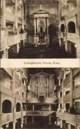 Ak Greiz im Vogtland, Evangelische Kirche, Inneres, Orgel