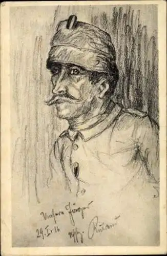 Künstler Ak Ruland, Deutscher Jäger in Uniform, Portrait