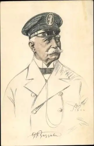 Künstler Ak Ferdinand von Zeppelin, Graf von Zeppelin, Portrait