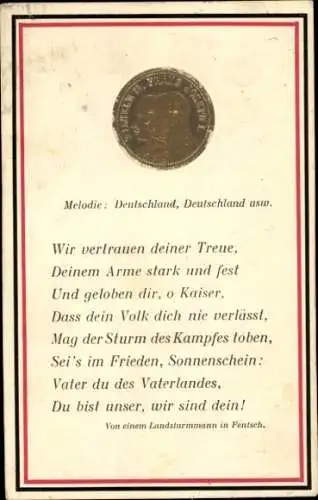 Lied Ak Wir vertrauen deiner Treue, Deinem Arme stark und fest, Kaiser Wilhelm II.