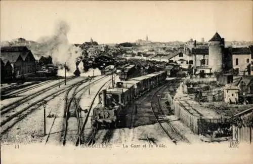 Ak Angoulême Charente, Bahnhof, Gleisseite, Dampflok, Französische Eisenbahn