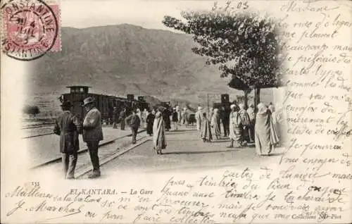 Ak El Kantara El Qantara Ägypten, La Gare, Bahnhof, Gleisseite