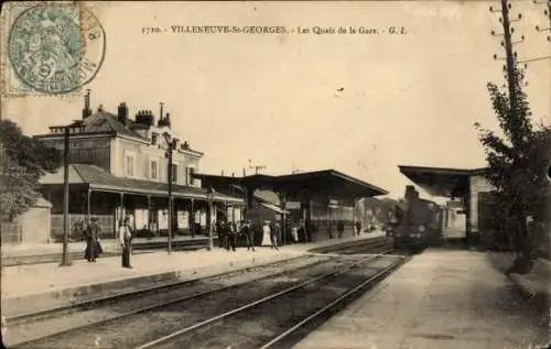 Ak Villeneuve Saint Georges Val de Marne, Bahnhof, Gleisansicht