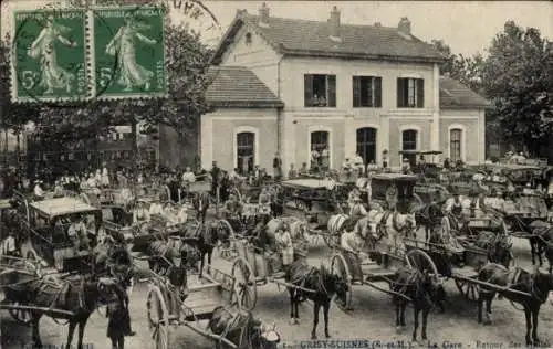 Ak Grisy Suisnes Seine et Marne, Bahnhof