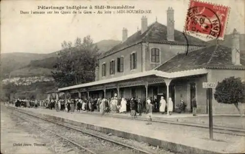 Ak Sidi Boumediene Algerien, Bahnhof, Gleisansicht