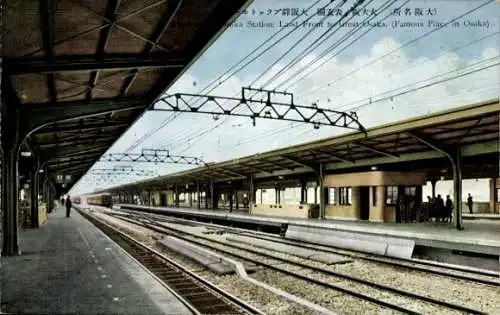 Ak Osaka Präfektur Osaka Japan, Bahnhof, Gleisansicht