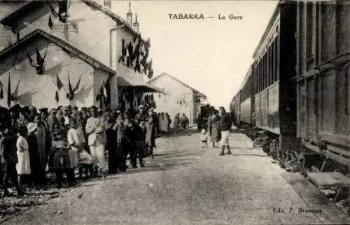 Ak Tabarca Tunesien, La Gare, Bahnsteig, Anwohner