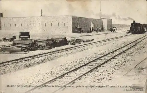 Ak Semouna Marokko, Bahnhof, Eisenbahn