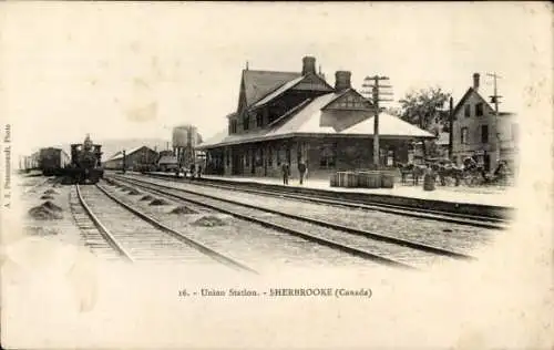 Ak Sherbrooke Québec, Bahnhof, Gleisansicht
