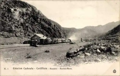 Ak Cordillera Argentinien, Bahnhof, Baudero