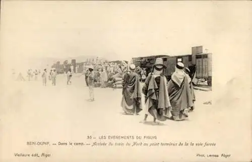 Ak Beni Ounif Algerien, Bahnhof, Dans le camp, Eisenbahn