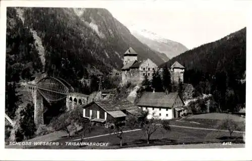 Ak Tobadill Tirol, Schloss Wiesberg, Trisanna Viadukt