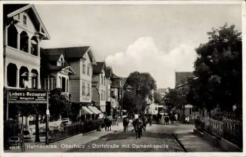 Ak Hahnenklee Goslar im Harz, Dorfstraße, Damenkapelle, Kuhherde, Lieben's Restaurant