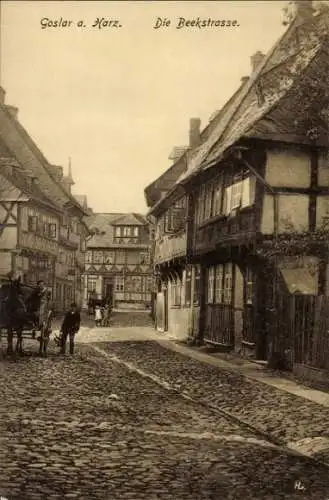 Ak Goslar am Harz, Beekstraße, Fachwerkhäuser