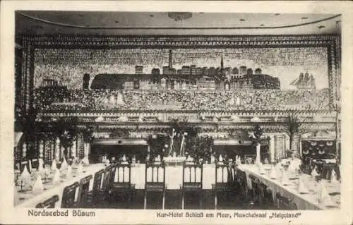 Ak Büsum in Dithmarschen, Kurhotel Schloss am Meer, Muschelsaal Helgoland