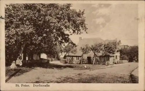 Ak Nordseebad Sankt Peter Ording, Dorfstraße, Reetdachhaus