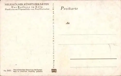Künstler Ak Geissler P., Köln am Rhein, Rathaus