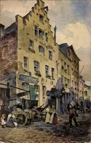 Künstler Ak Karl Rüdell, Köln, Strassburger Gasse