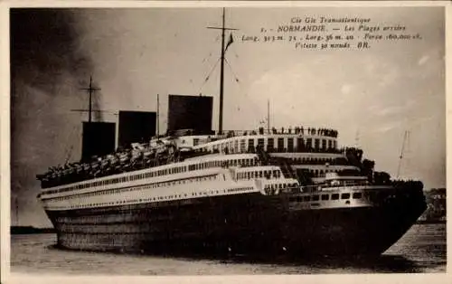 Ak Dampfer Normandie, French Line, CGT