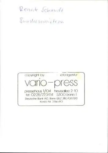 Ak Politikerin Renate Schmidt, Porträt, Autogramm