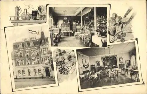 Ak Neumünster in Holstein, Hotel Union, Bahnhofstraße 15, Innenansicht