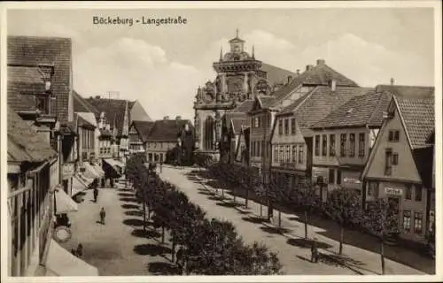 Ak Bückeburg im Kreis Schaumburg, Langestraße, Kirche