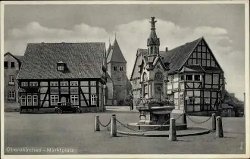 Ak Obernkirchen, Marktplatz, Denkmal