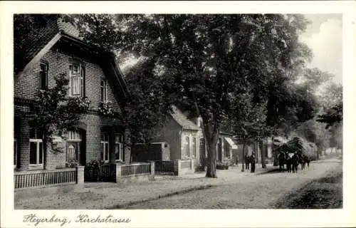 Ak Steyerberg Niedersachsen, Kirchstraße, Fuhrwerk