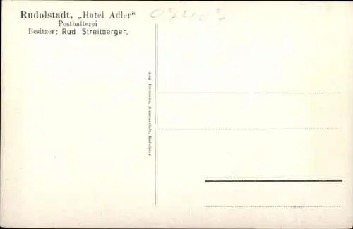 Ak Rudolstadt in Thüringen, Gasthaus zum Adler, Posthalterei, Inh. Rud. Streitberger