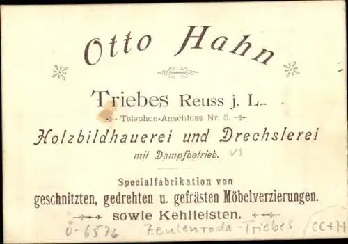 Foto Ak Triebes in Thüringen, Otto Hahn, Holzbildhauerei, Figurengruppe