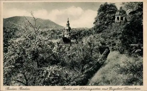 Ak Baden Baden am Schwarzwald, Schlossgarten, Dagobert Türmchen