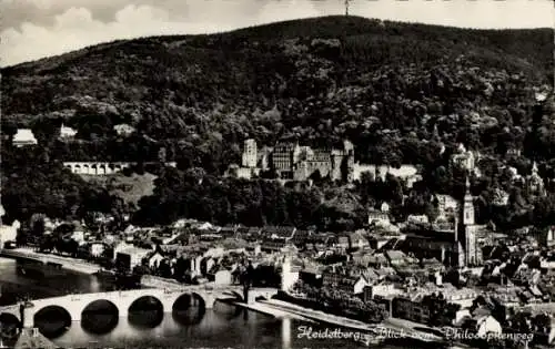 Ak Heidelberg am Neckar, Gesamtansicht, Blick vom Philosophenweg